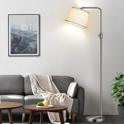 Nintiue 【Upgraded】 Dimmable Floor Lamp, 1000 Lumens LED Edison Bulb Included, Brushed Nickel Arc Floor Lamps for Living Room Modern Standing Lamp Tall Lamps for Living Room Bedroom