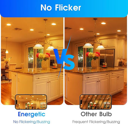 Energetic BR40 LED Light Bulbs, Indoor Flood Light, Dimmable, 2700K Soft White, 110W Equivalent, 1600LM, E26 Base, Recessed Can Lights, High Lumen, Flicker Free, UL Listed, 6 Pack