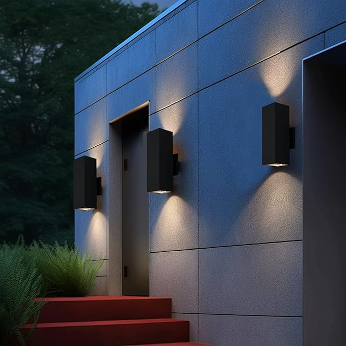 Up and Down Lights Outdoor Wall Lights, RGB LED Dusk to Dawn Outdoor Lighting, IP56 Black Aluminum Anti Rust Waterproof Outdoor Light Fixtures Wall Mount for House Front Door Porch Patio