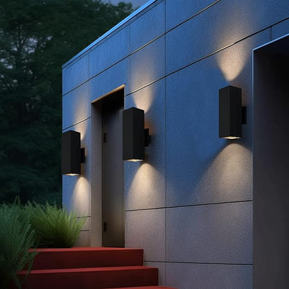 Up and Down Lights Outdoor Wall Lights, RGB LED Dusk to Dawn Outdoor Lighting, IP56 Black Aluminum Anti Rust Waterproof Outdoor Light Fixtures Wall Mount for House Front Door Porch Patio