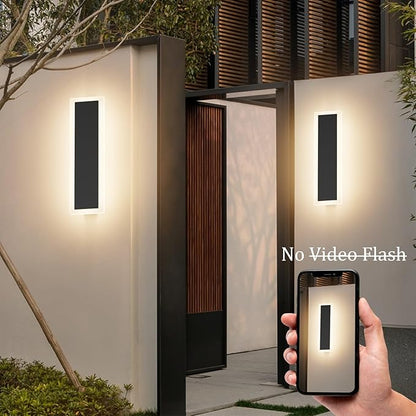 2 Pack 11.8in Modern Outdoor Wall Light Black Exterior Wall Sconces IP65 Waterproof 3000K Long Linear Wall Sconces for House Porch Entrance