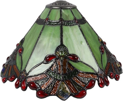 Bieye S10023 Tiffany Style Stained Glass Baroque Lampshade (13-inch Wide Green)