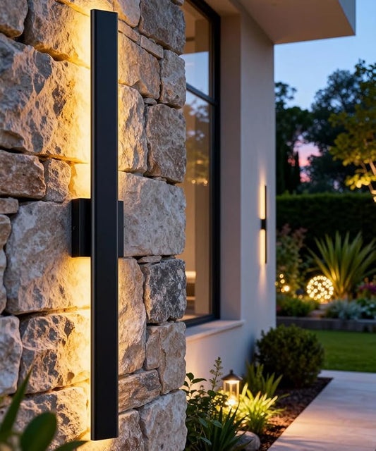 Aipsun 2 Packs Black Outdoor Wall Light 39.4inch Modern LED Exterior Wall Sconce, Long LED Linear Exterior Lights 3000K 4000K 6000K for House Living Room Corridor(3CCT)