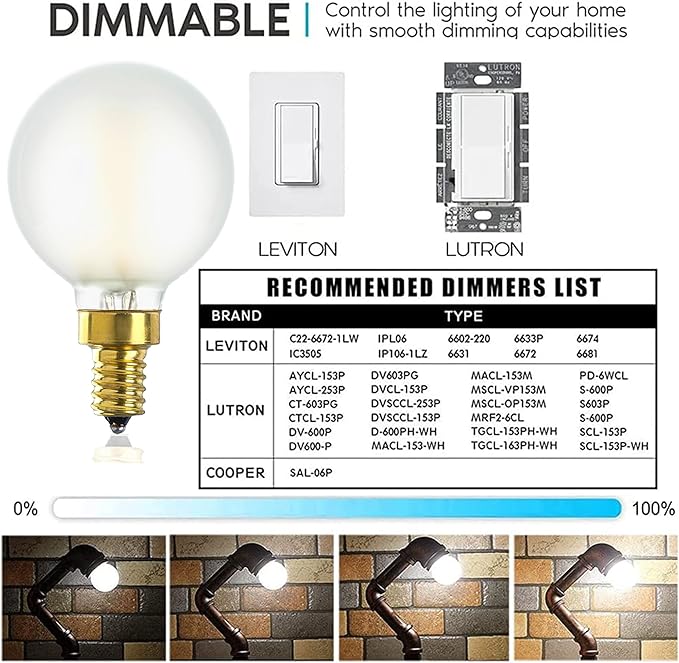 Frosted e12 led Globe g16.5 Light Bulb 4W Equal 40 Watt 400lm AC120V e12 Candelabra Bulb 40 Watt for Chandeliers,Ceiling Fan,Vanity Neutral White 4000K Dimmable Light Bulb 6Pack