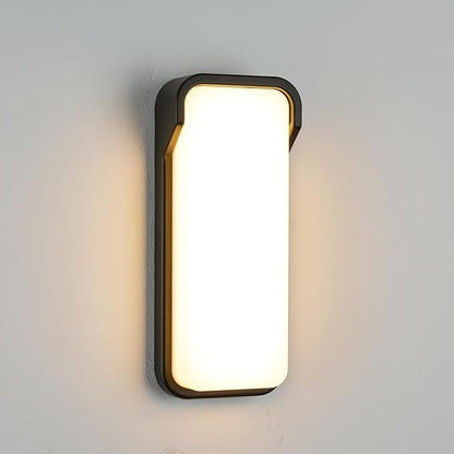 LANFU LED Modern Rectangular Outdoor Wall Sconce Light 3000K Outside Light for House Patio, Black Warm White, IP64 Waterproof Exterior Wall（16.5inch Bordered）