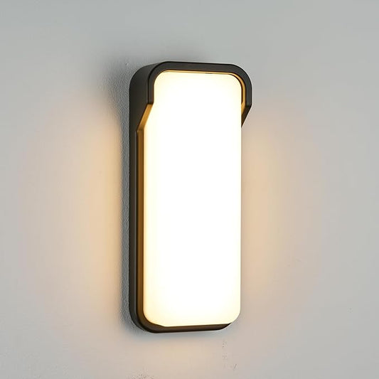 LANFU LED Modern Rectangular Outdoor Wall Sconce Light 3000K Outside Light for House Patio, Black Warm White, IP64 Waterproof Exterior Wall（16.5inch Bordered）
