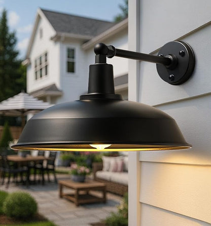 24-inch Extra-Large Outdoor barn Light, Straight arm Design, Vintage Farmhouse Style gooseneck barn Light, Minimalist Outdoor Wall lamp, Suitable for garages, porches, and barns