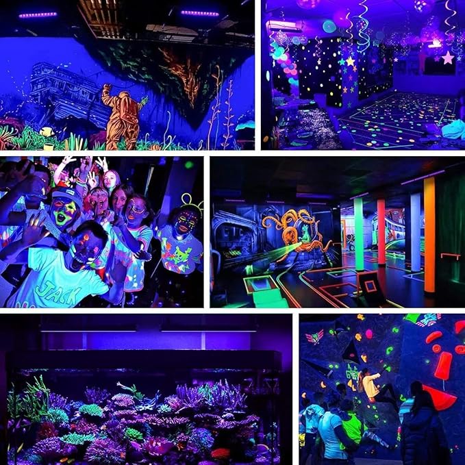 2 Pack 400W LED Black Light,Black Flood Light Outdoor with Plug and Switch, IP66 Waterproof 395nm to 405nm LED UV Blacklight Neon Glow for Glow Party, Halloween, Fluorescent Poster, Body Paint