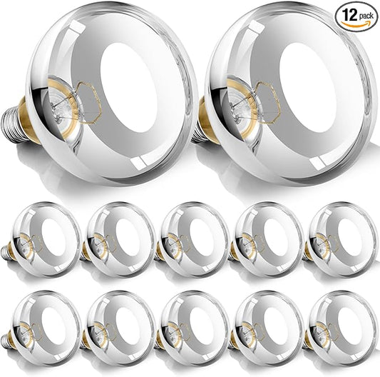 250W R40 Heat Lamp Bulbs, 8000 Hours Rated, Bathroom Shower Incandescent Light Bulb, Infrared Heating for Chickens, Reptiles, Pets, Food, E26 Base, 12 Pack