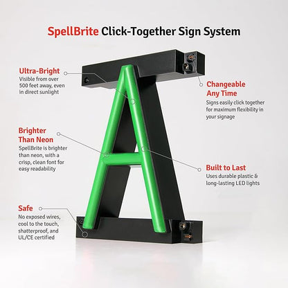 SpellBrite DETOX Sign | Beauty-Related Sign with Neon Look, Green LED Light Source | 20.8" x 6.3"