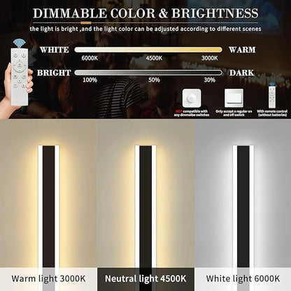 Mikeru 2pack 71inch Outdoor Wall Light Fixtures, 10%-100% Dimmable Outdoor Wall Lights Exterior Front Porch Light 3000-6000k Wall Mounted Led Lighting for Basement, Shop,Garage Lighting