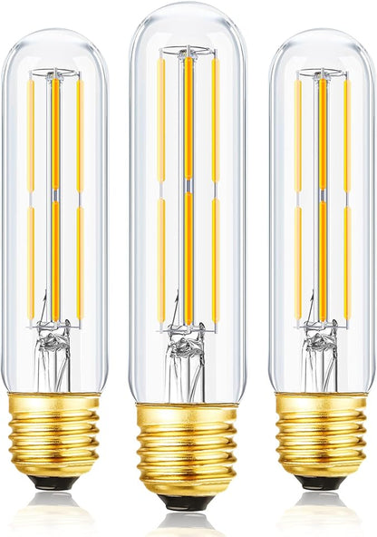 T10 Led Bulb,Dimmable 6W Led Tubular Bulbs, Soft White 3000K, 60 Watt Incandescent Bulb Equivalent, 3000K Soft White, Clear Glass, E26 Base Lamp Bulb, for Cabinet Display Cabinet etc,3 Pack.