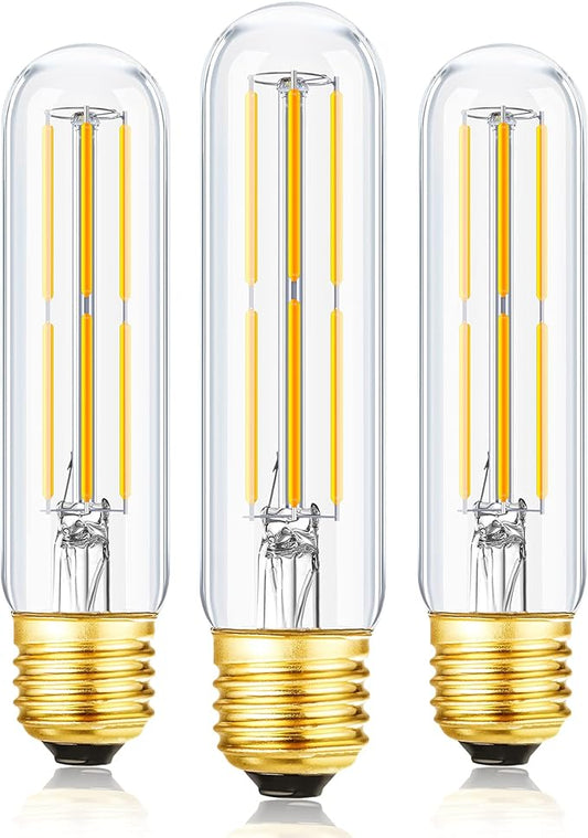 T10 Led Bulb,Dimmable 6W Led Tubular Bulbs, Soft White 3000K, 60 Watt Incandescent Bulb Equivalent, 3000K Soft White, Clear Glass, E26 Base Lamp Bulb, for Cabinet Display Cabinet etc,3 Pack.
