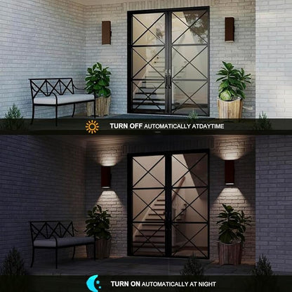Outdoor Wall Lights with Dusk to Dawn Photocell Sensor, Exterior Light Fixture Wall Mount with A19 LED Bulbs, Up Down Outdoor Sconce Lights for House Porch Front Door 13" Height