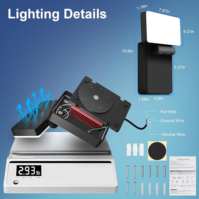 ledmo 60W LED Outdoor Wall Light 350° Horizontal/180° Vertical LED Exterior Wall Lights Modern Neighbor Friendly Adjustable Exterior Flood Lighting 5000k 6000lm IP66 for Upper Areas Yard Porch