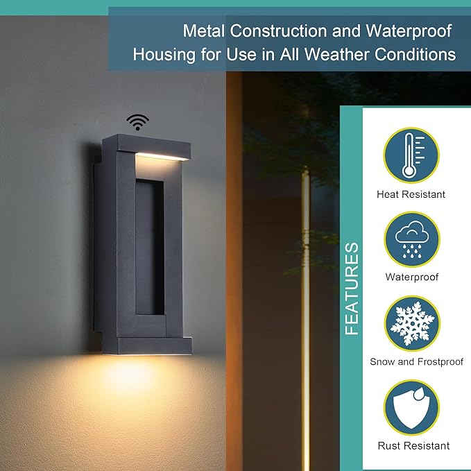 Dusk to Dawn Outdoor LED Wall Lights, Exterior Front Porch & Patio Light, Photocell Sensor Wall Sconce Lamp, IP65 Waterproof, Anti Rust Outside Lighting for House, Doorway, Garage