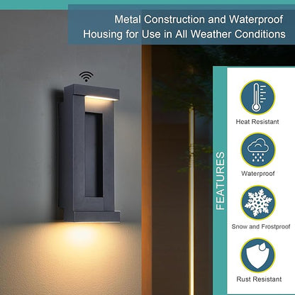 Dusk to Dawn Outdoor LED Wall Lights, Exterior Front Porch & Patio Light, Photocell Sensor Wall Sconce Lamp, IP65 Waterproof, Anti Rust Outside Lighting for House, Doorway, Garage