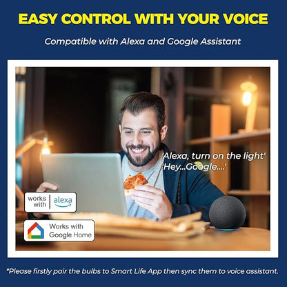 Lightinginside E12 Smart Light Bulbs 60W Equiv., Work with Alexa/Google Home/Smart Life, 500LM 6W RGBCW Candle Candelabra LED Light Bulbs, No Hub Required, 2.4G WiFi Bluetooth Bulb, ETL Listed, 6PCS