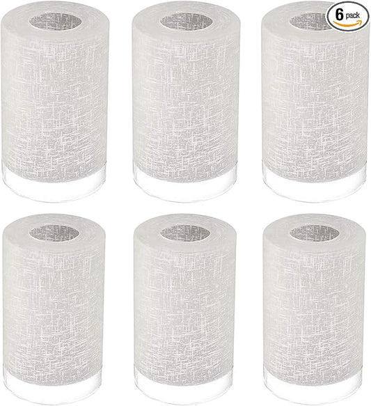 6-Pack White Linen Frosted Glass Shade Replacements, Globe Glass Lamp Shade for Light Fixtures, 1.65 In Fitter, 5.9 In Height, 3.9In Diameter Glass Shades Covers for Chandeliers Pendant Wall Sconces