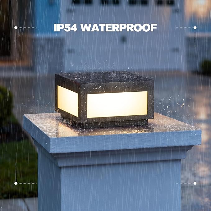 Outdoor Post Lights, 9.84" Pillar Light Outdoor, IP54 Waterproof Column Lights Hard Wired, 3000K Post Lamp Modern for Outside Posts Fence Deck Gate Entrance Yard Driveways
