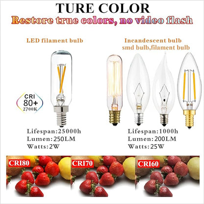 LiteHistory Dimmable T6 led Bulb 25W Candelabra led 2700K Clear 200lm 2W e12 T25 led Bulb 6Pack