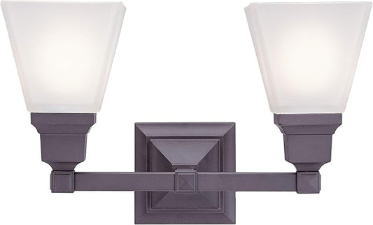 Livex Lighting 1032-07 Mission 2-Light Bath Light, Bronze, 15 x 7.75 x 9.5