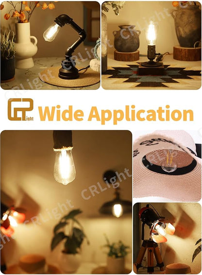 CRLight Dimmable Edison Bulbs, 6W 65W 650LM 3000K Soft White, ST58 = ST19 Vintage LED Light Bulb, 90+ CRI, E26 Medium Base, Clear Glass Style for Living Room, Bedroom, Home Decor, 10 Pack