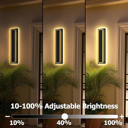 Picico 12in Modern LED Outdoor Wall Lights, Dimmable Black Exterior Wall Sconce Lighting Fixtures, Rectangular Mini Outdoor Garage Lights, 360° Beam Angle,Vertical Outdoor Lights for House Porch