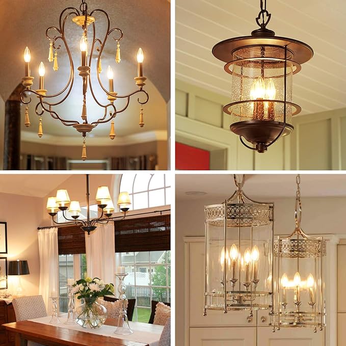 ANWIO B11 Filament Bulb E26 Base Non-Dimmable 6W(60W Equivalent) 2700K Warm White Chandelier Decorative Candle Light Bulb 6 Pack