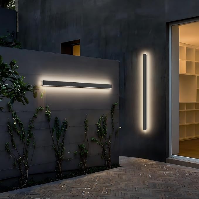 47.25inch Long Outdoor LED Wall Light 4000K Natural Light 35W Black Porch Light Acrylic Waterproof IP65 Exterior Wall Light Fixture for House Patio Porch Courtyard