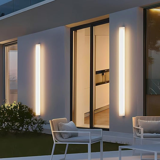 2 Pack 47.2In Long Outdoor Wall Lights 35W Exterior Wall Light 3000K Outdoor Wall Mount Lighting IP65 Waterproof Anti Rust for House(White)