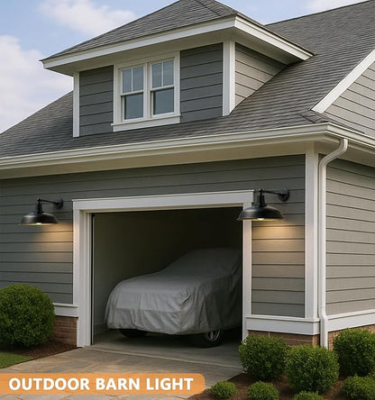 15-inch Large Outdoor barn Light, Straight arm Design, Classic Farmhouse Style Wall-Mounted gooseneck barn Light, Waterproof and rustproof Outdoor Wall lamp, Suitable for garages, porches, and patios
