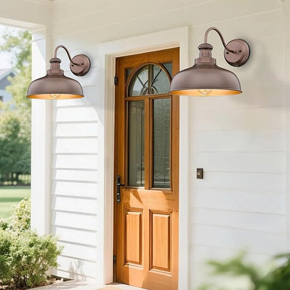 Outdoor Farmhouse Barn Light, Outside Wall Sconce, Weather Resistant Anti-Rust Farmhouse Exterior Wall Light, Outdoor Lantern Lamp for Porch, Garage, Patio, Entryway (Oil-Rubbed Bronze, 1 Pack)