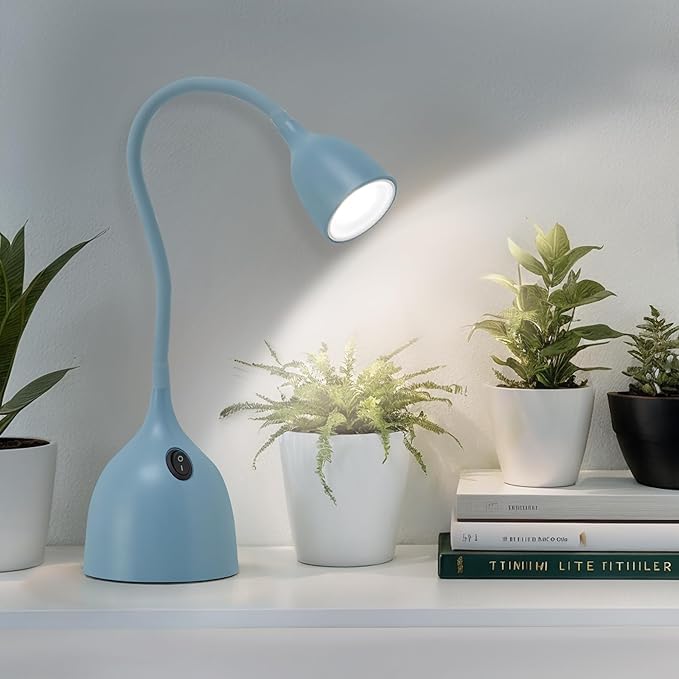 Gooseneck Desk Lamp 360 LED Flexible Reading Light for Small Spaces Home Office Bedroom College Dorm Bookshelf Nightstand Table Lamp (Blue)