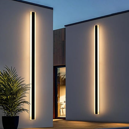 Mikeru 2Pack 71inch Outdoor Wall Light Fixtures, 3000/4500/6000K 3 Color Modern Black Linear Wall Lights Front Porch Light Wall Mounted Led Lighting for Basement, Shop,Garage Lighting Non-Dimmable