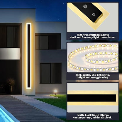 Modern - Outdoor - Lights 2 pack-47.28inch, 3000k Long Wall Led Light for House/Porch, Waterproof Ip65 Black Outside Led Wall Mounted Sconce Lighting Fixtures, 47.28in-2pack