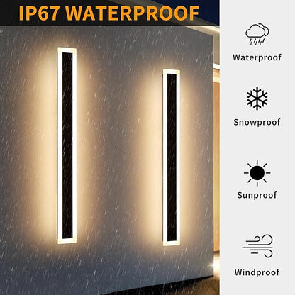 Mikeru Upgraded Widened 2pack 57inch Long LED Wall Light Fixtures, 10%-100% Dimmable Outdoor Wall Lights Exterior Front Porch Light 3000-6000k Outdoor Light Fixtures Wall Mount for Basement, Garage