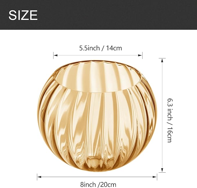 Clear Glass Shade,Replacement Globe & Cover for Lighting Fixture, 8" Diameter, Replacement with 1.65 Inch Fitter for Wall Lamps Chandeliers or Ceiling Light (1, 8Inch - Amber Glass)