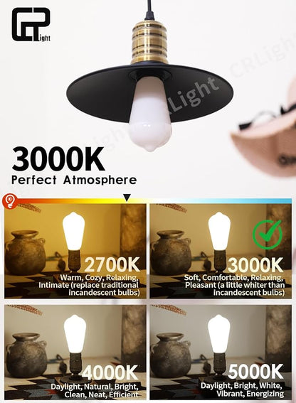CRLight Dimmable Opal LED Edison Bulbs, 8W (80W Eqv) 800LM 3000K Soft White, Vintage Antique Style Milky Glass ST19 = ST58 E26 Filament Light, 8 Pack