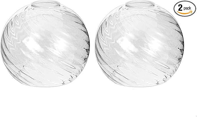 Lycuky Clear Hammered Glass Globe Shade -1.65" Fitter Opening - Replacement Lamp Shade for Pendant Lights, Chandeliers, Wall Sconces, Vanity & Ceiling Fixtures (2 Pack)