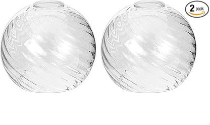 Lycuky Clear Hammered Glass Globe Shade -1.65" Fitter Opening - Replacement Lamp Shade for Pendant Lights, Chandeliers, Wall Sconces, Vanity & Ceiling Fixtures (2 Pack)