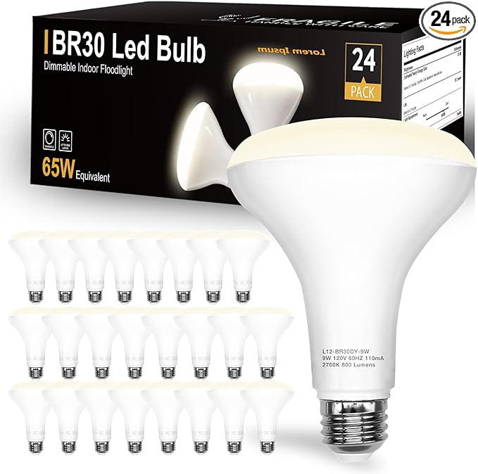 DAYBETTER 24Pack BR30 Led Bulb 65W Equivalent, Dimmable Flood Light Bulbs Indoor, E26 Base, 4000K Neutral White, 9W, 800 LM, Recessed Lighting Bulbs for Ceiling, Recessed Can, Living Room and Kitchen