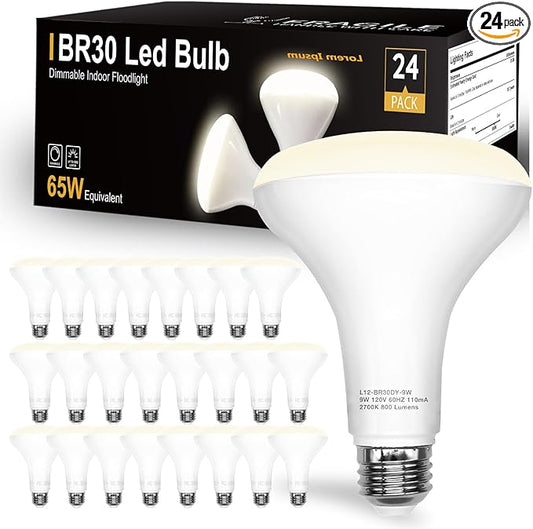 DAYBETTER 24Pack BR30 Led Bulb 65W Equivalent, Dimmable Flood Light Bulbs Indoor, E26 Base, 4000K Neutral White, 9W, 800 LM, Recessed Lighting Bulbs for Ceiling, Recessed Can, Living Room and Kitchen