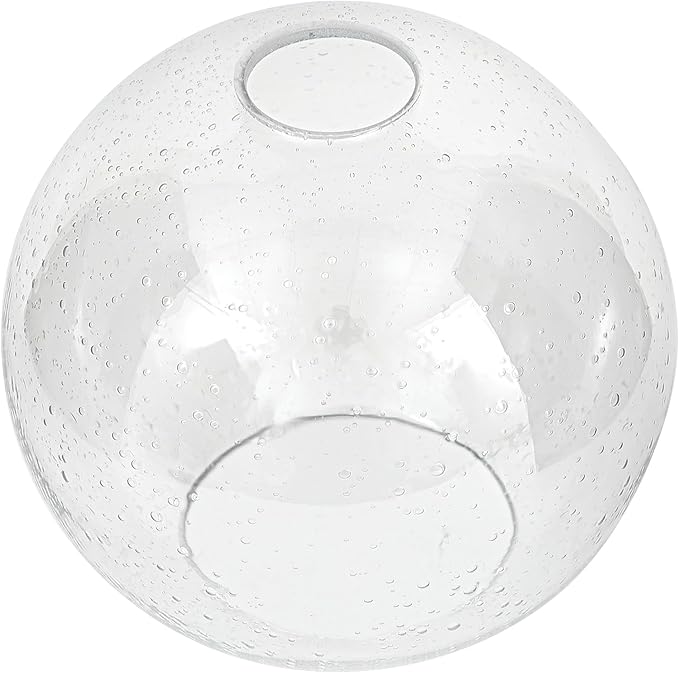 Glass Lamp Shade Replacement Globe for Light Fixture, 1-5/8 inch Fitter, 7.1" Diameter, 6.3" Height, Clear Seeded Bubble Effect Glass Cover
