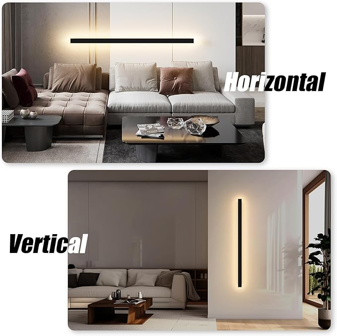 2 Pack 56.3inch Long Outdoor LED Wall Lights 45W Black 3000K Warm White Porch Lights Acrylic Waterproof IP65 Exterior Wall Light Fixtures for House Patio Porch Courtyard