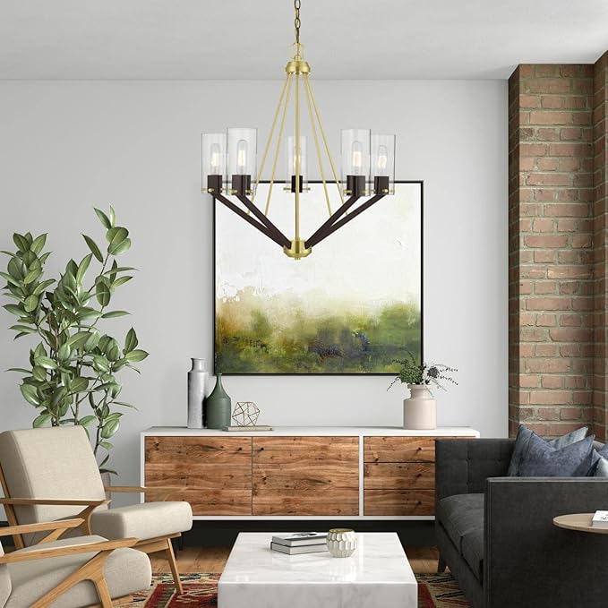 Livex Lighting 5 Light Satin Brass & Bronze Chandelier