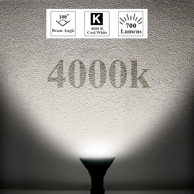 24 Pack BR30 LED Bulbs, 65W Equivalent, 10W, 4000K Neutral White, 700 Lumens, Flicker-Free, Dimmable Recessed Can Flood Lights for Home & Kitchen, Long Lasting & Energy Efficient, E26 Base, UL Listed
