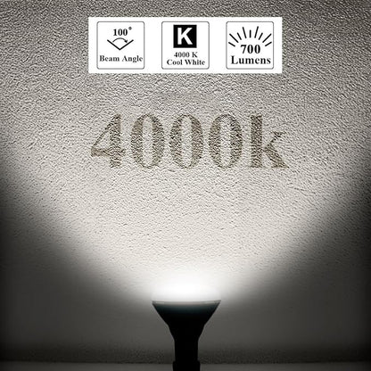 24 Pack BR30 LED Bulbs, 65W Equivalent, 10W, 4000K Neutral White, 700 Lumens, Flicker-Free, Dimmable Recessed Can Flood Lights for Home & Kitchen, Long Lasting & Energy Efficient, E26 Base, UL Listed