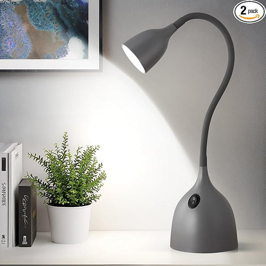Gooseneck Desk Lamp 360 LED Flexible Reading Light for Small Spaces Home Office Bedroom College Dorm Bookshelf Nightstand Table (Grey)