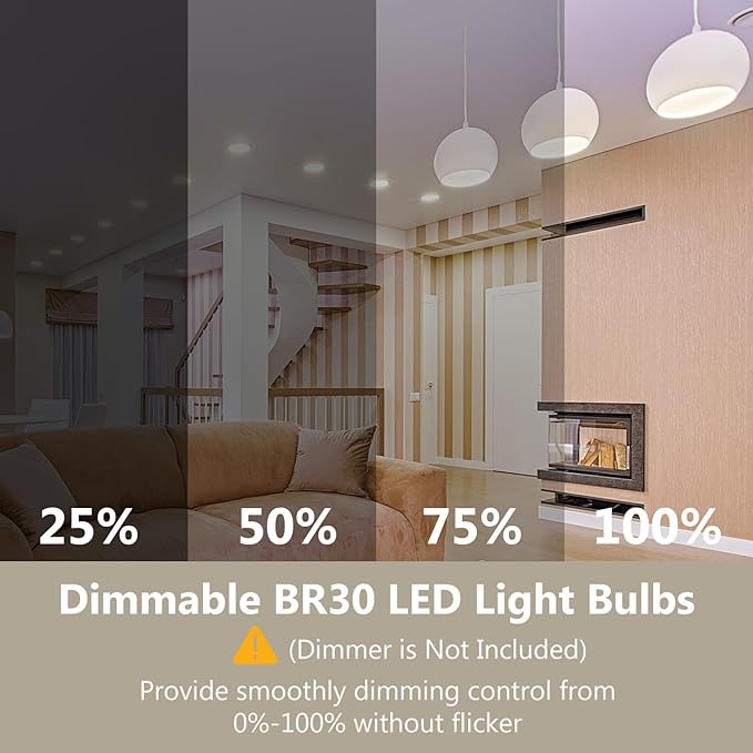 DAYBETTER 24Pack BR30 Led Bulb 65W Equivalent, Dimmable Flood Light Bulbs Indoor, E26 Base, 4000K Neutral White, 9W, 800 LM, Recessed Lighting Bulbs for Ceiling, Recessed Can, Living Room and Kitchen
